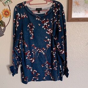 Lane Bryant Women's Blue Floral Sweater